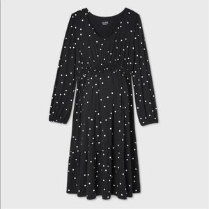 Isabel Maternity Smock-Waist Polka Dot Dress